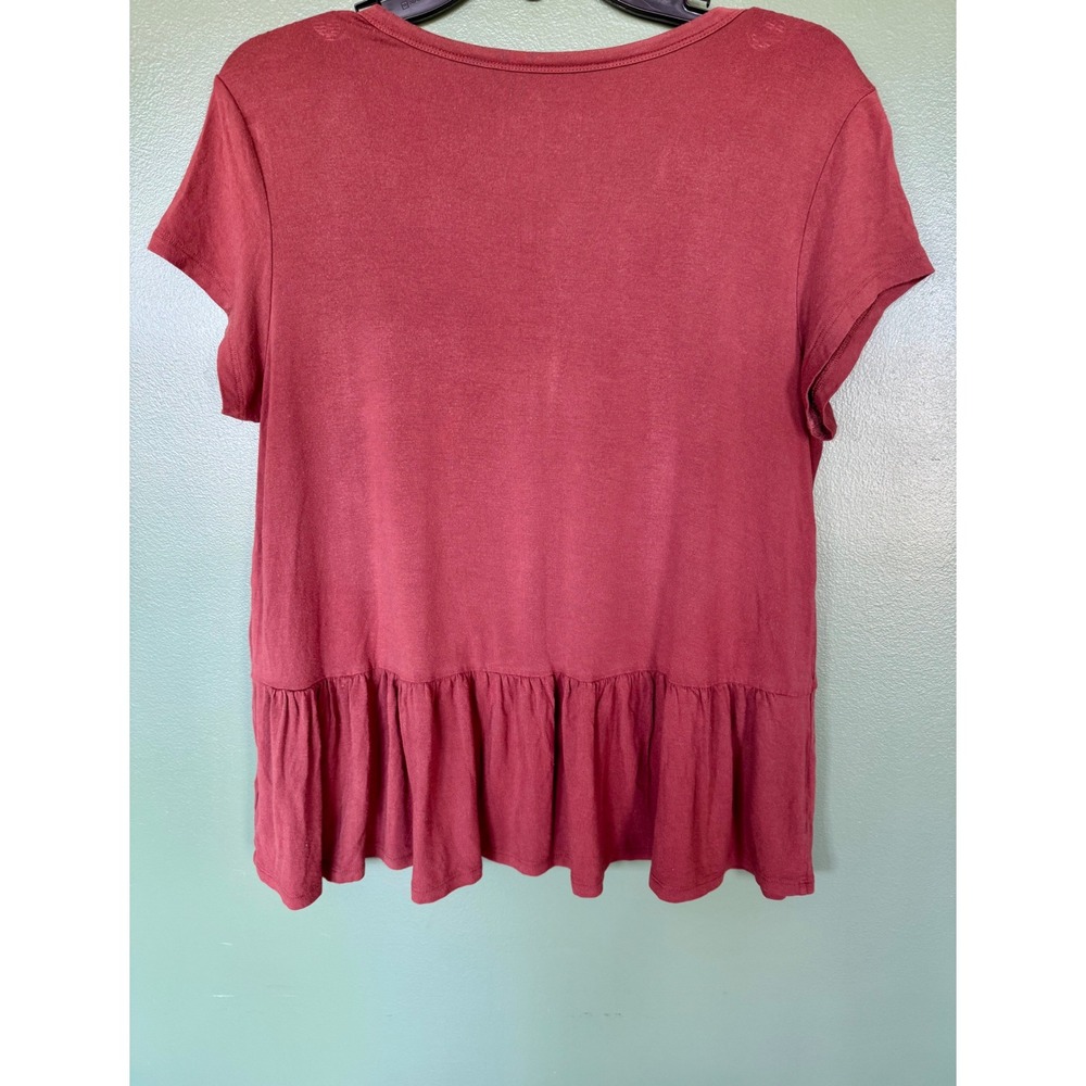 American Eagle Soft & Sexy Embroidered Peplum Top Mesh Panel T-Shirt M - Picture 3 of 4